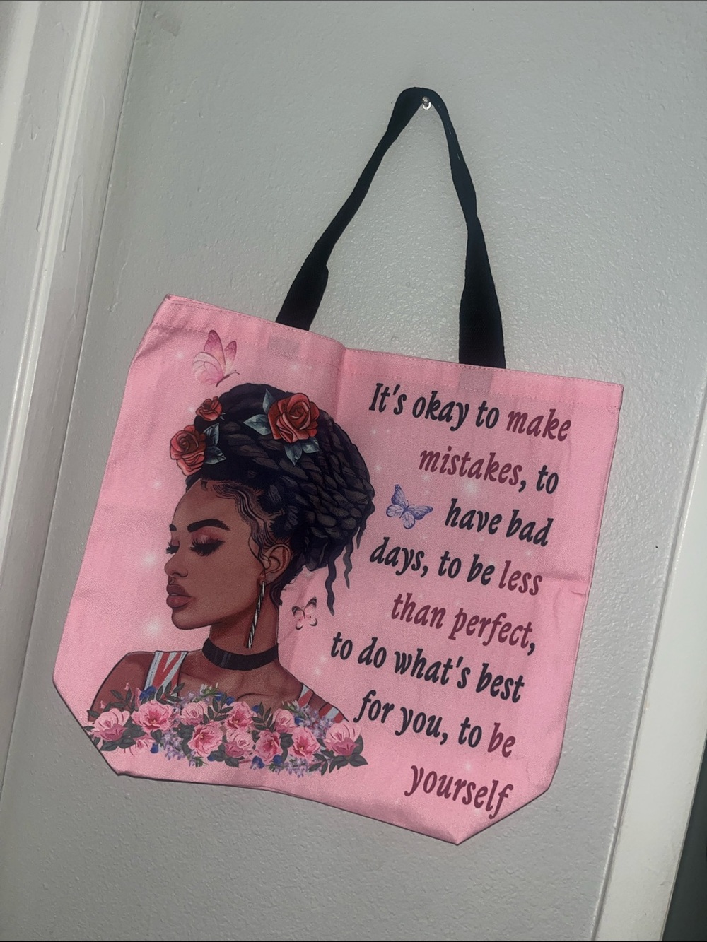 Pink Inspirational Graphic Tote Bag for Women